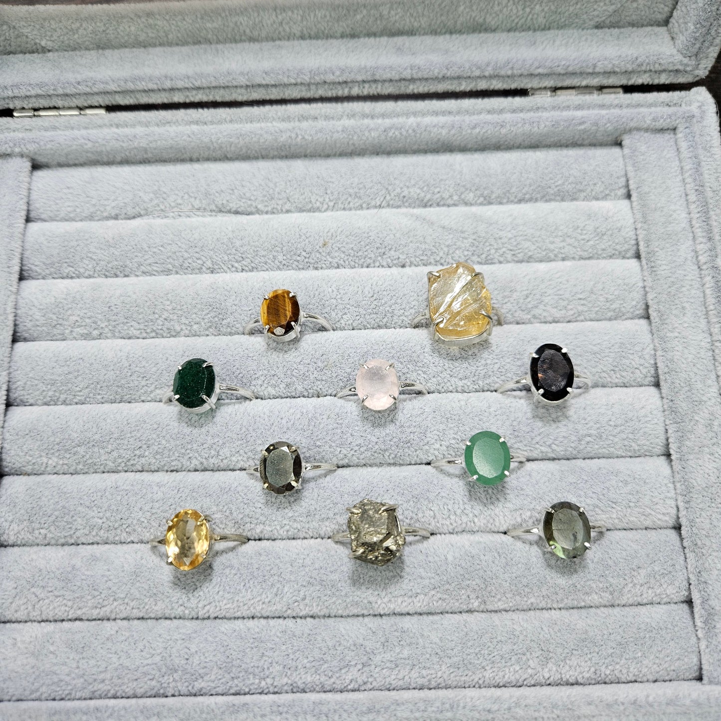 Crystal Rings- | Adjustable | Polished | Raw
