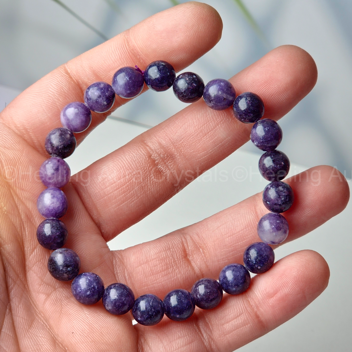 Lepidolite Bracelet (Dark Purple)- 8mm