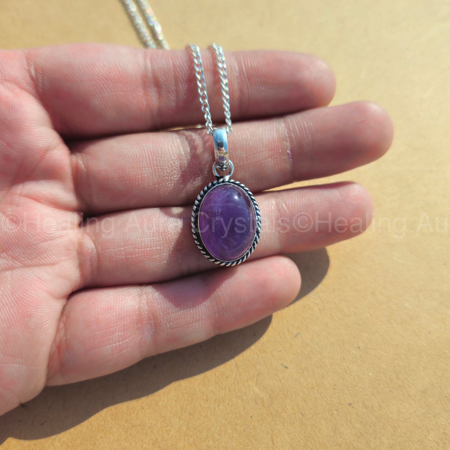 Amethyst Oval Pendant With Border