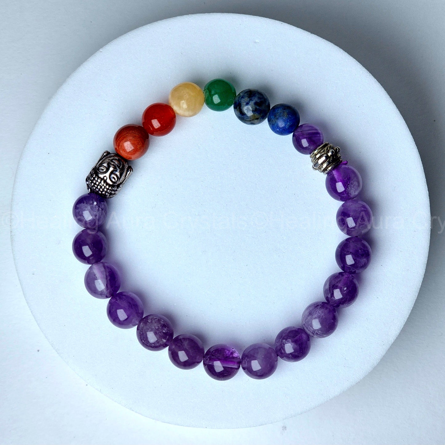7 Chakras with Amethyst Bracelet (8mm)