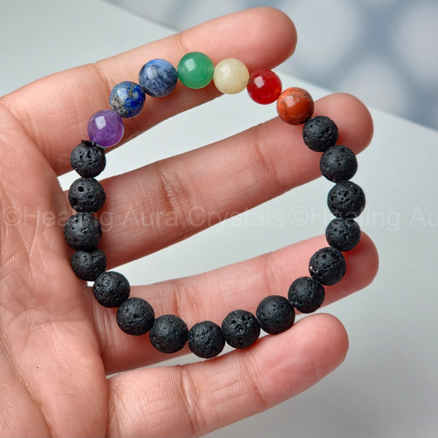 7 Chakra Lava Stone Bracelet (8mm)