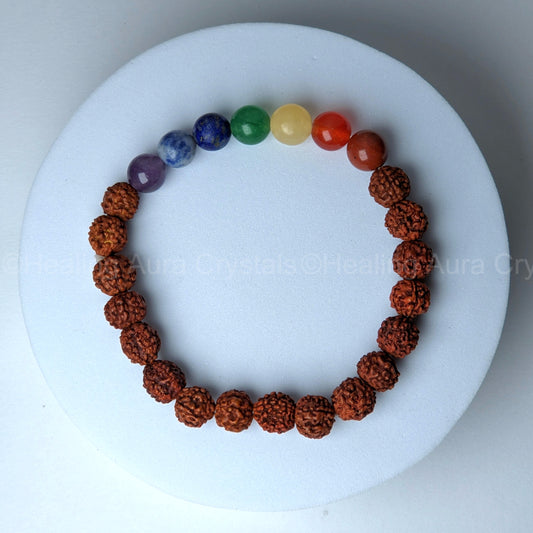 Rudraksha Bracelet Five Faced with 7 chakras (8mm)