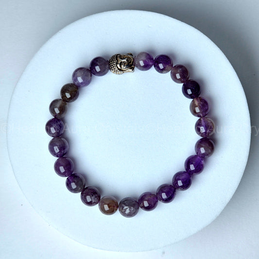 Amethyst Bracelet with Buddha Charm (8mm)