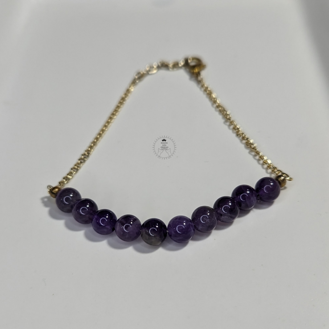 Amethyst Golden Chain Bracelet (6mm)