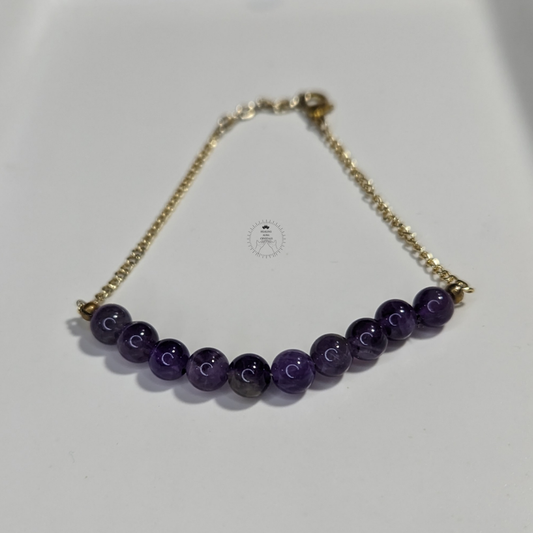 Amethyst Golden Chain Bracelet (6mm)