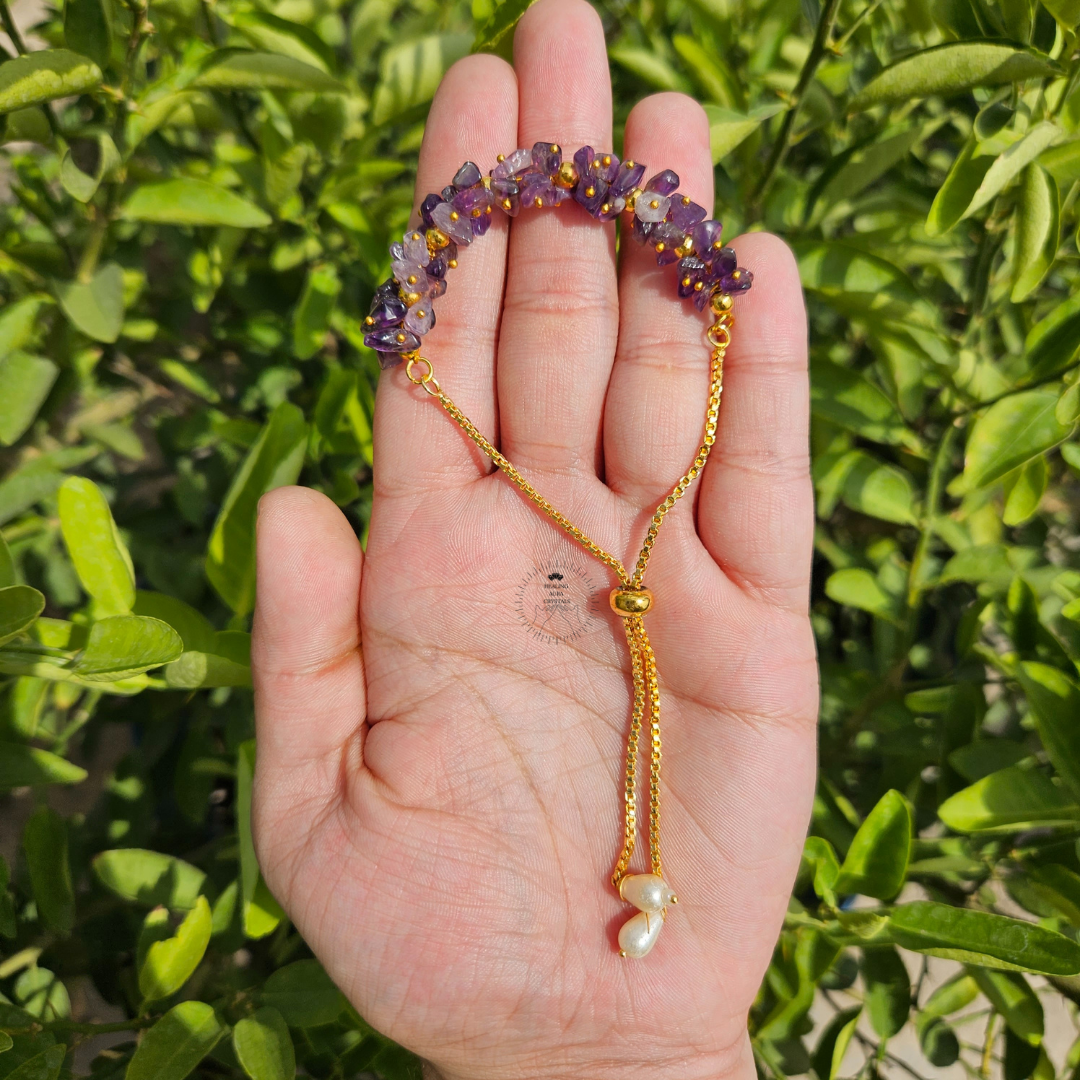 Amethyst Chip Chain Bracelet