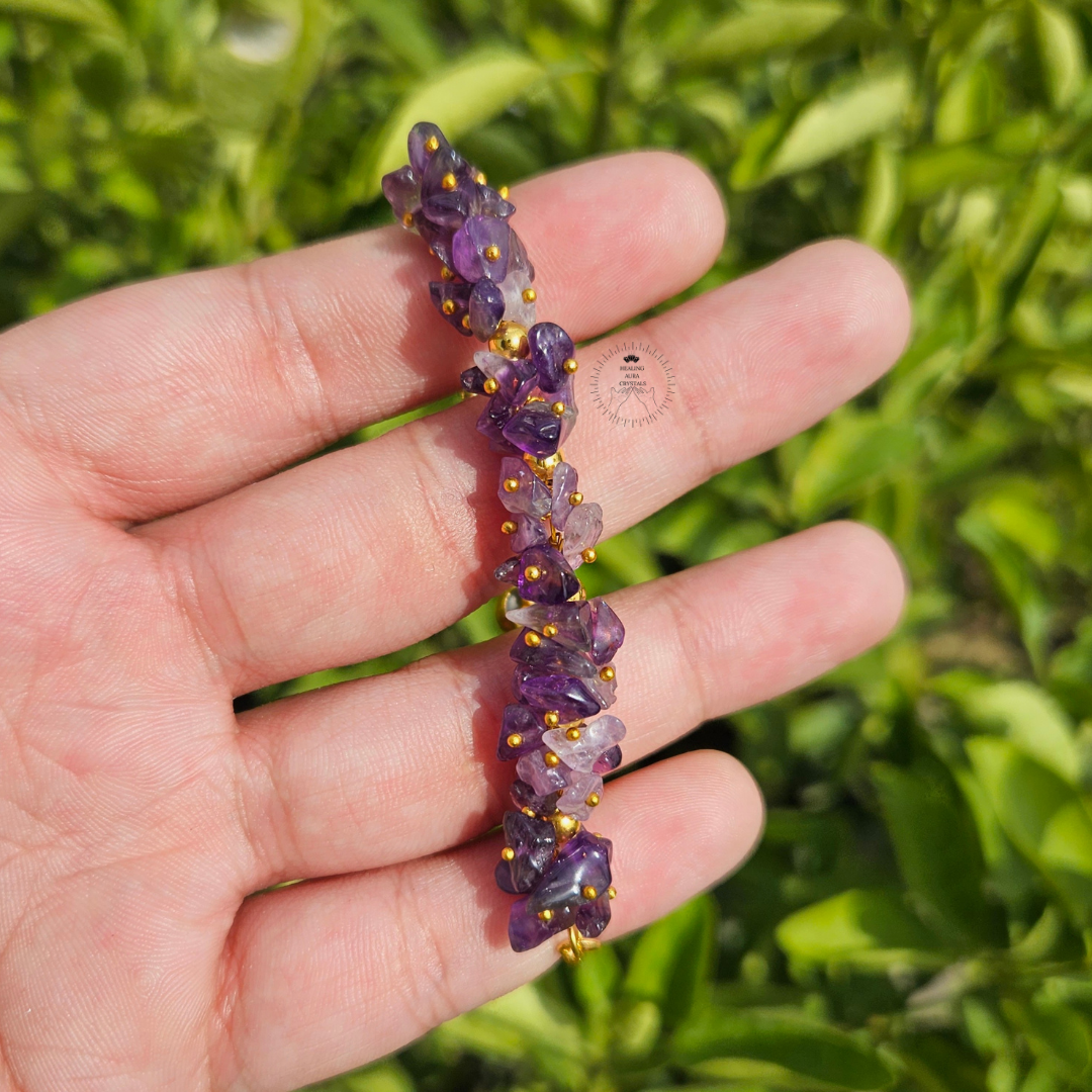 Amethyst Chip Chain Bracelet