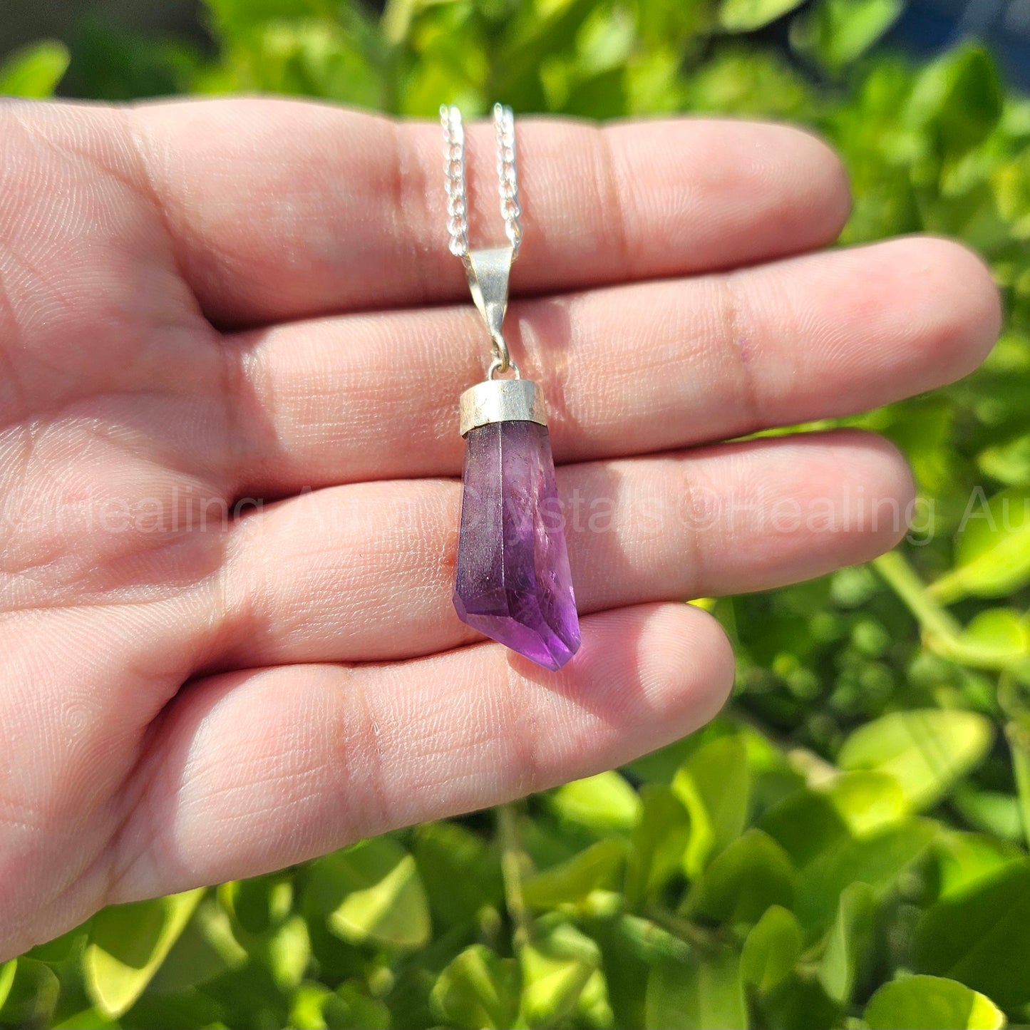 Amethyst Drop Shape Pendant (in German Silver)