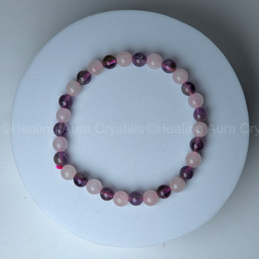 Amethyst & Rose Quartz Bracelet (6mm)