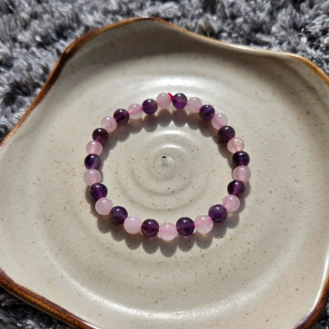 Amethyst & Rose Quartz Bracelet (6mm)