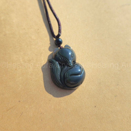 Black Obsidian Fox Pendant