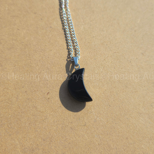 Black Obsidian Mini Moon Pendant