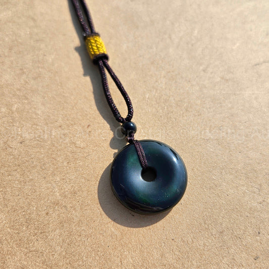 Black Obsidian Donut Pendant