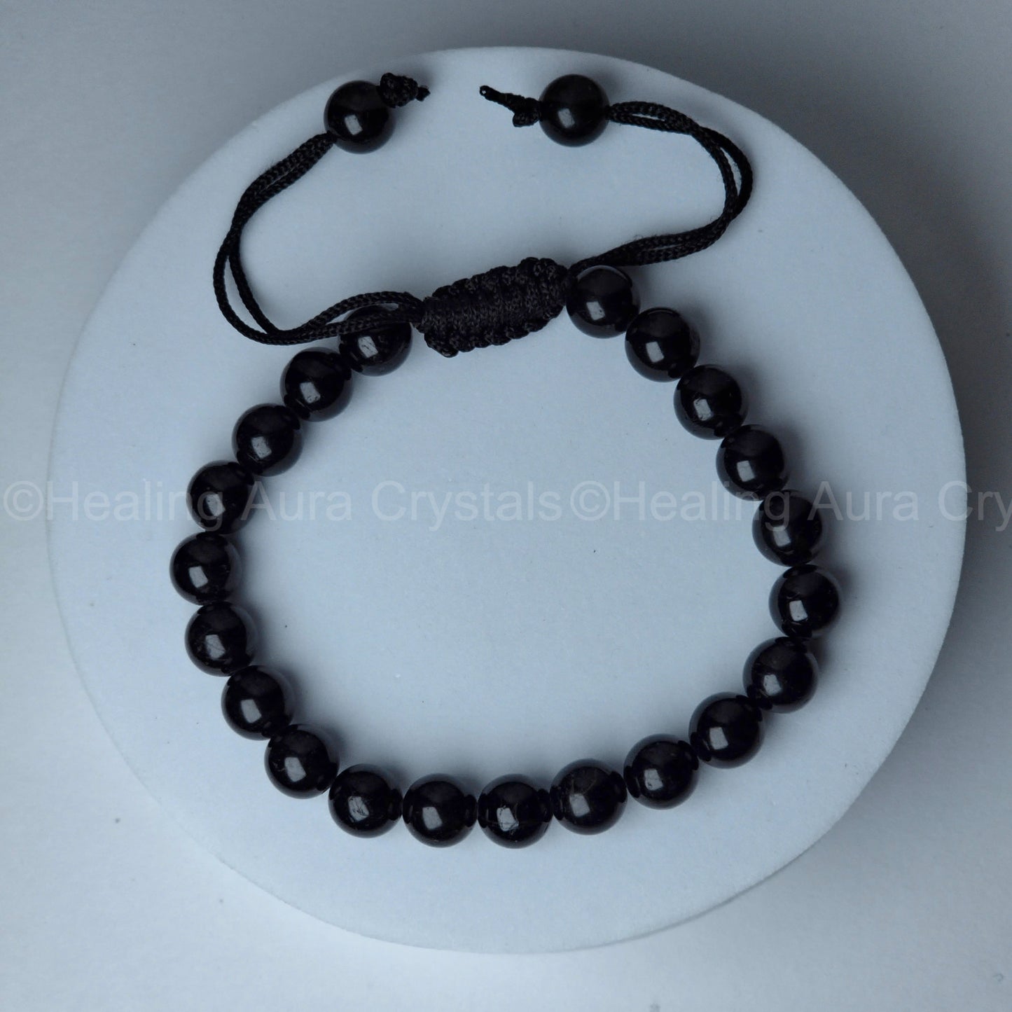 Black Tourmaline Bracelet - Single Layer Adjustable (8mm)