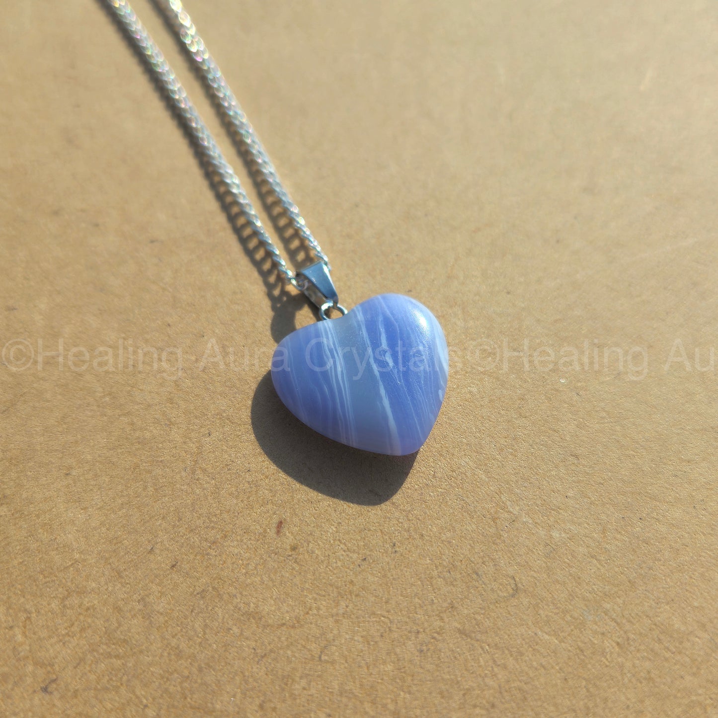 Blue Lace Agate Heart Pendant