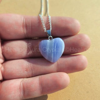 Blue Lace Agate Heart Pendant