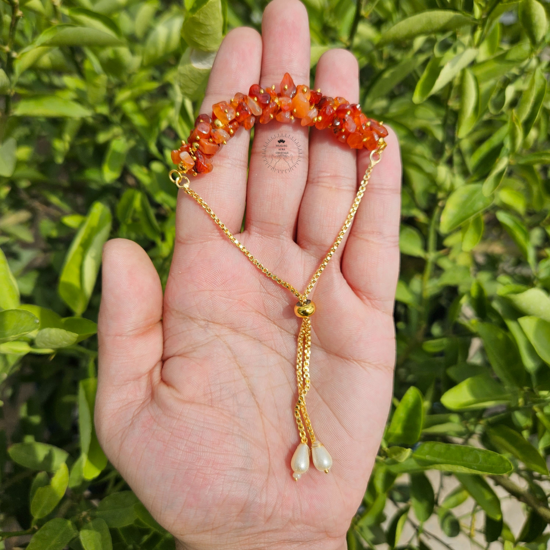 Carnelian Chip Chain Bracelet