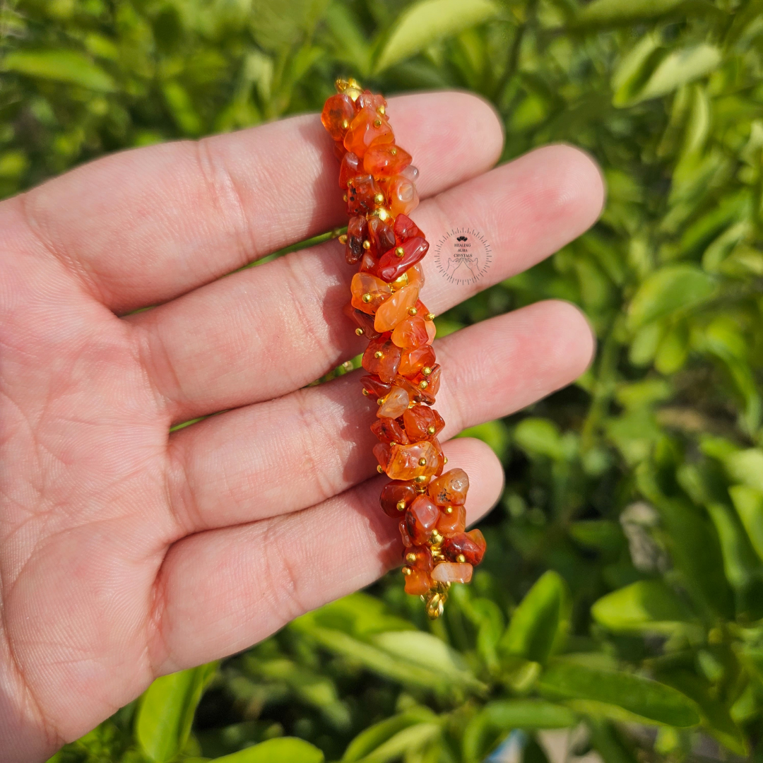 Carnelian Chip Chain Bracelet