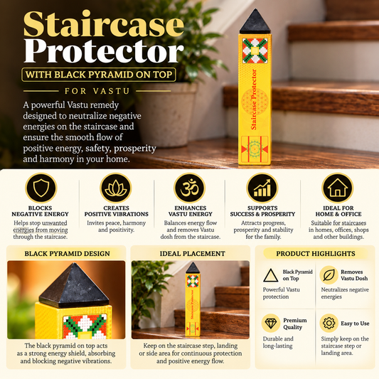 Vastu Staircase Protector with Black Pyramid (4 Inch)