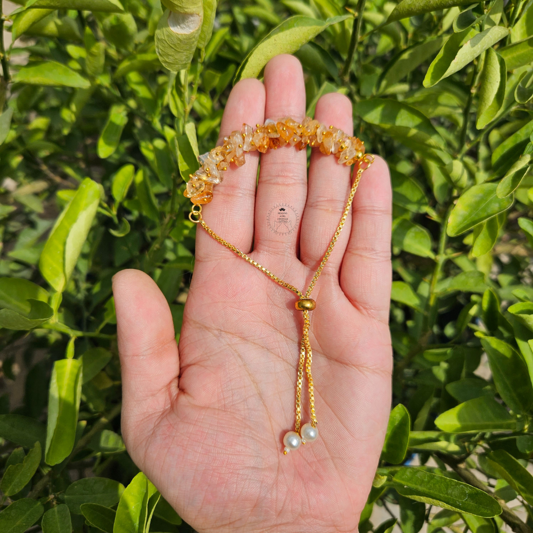 Citrine Chip Chain Bracelet