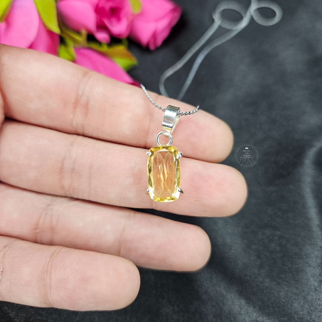 Citrine Rectangle Faceted Pendant