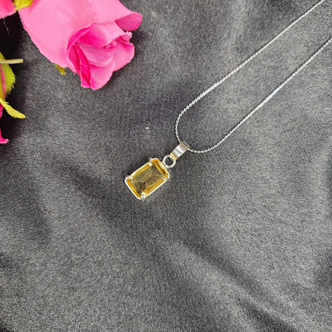Citrine Rectangle Plain Pendant