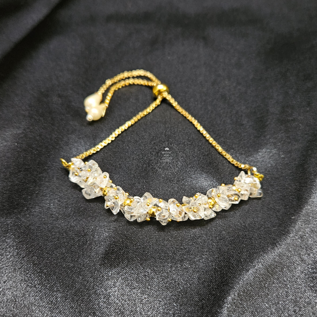 Clear Quartz Chip Chain Bracelet -Adjustable