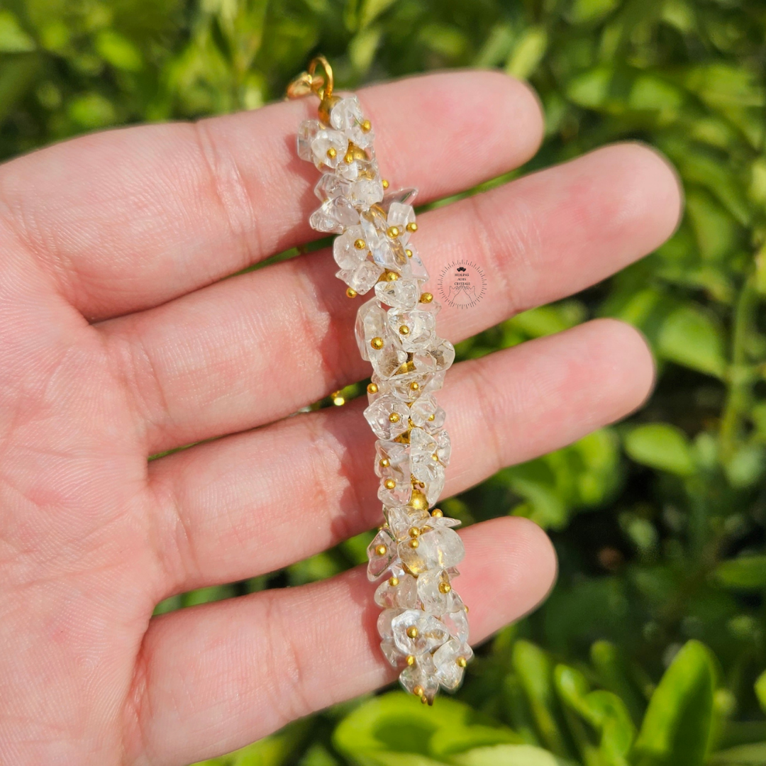 Clear Quartz Chip Chain Bracelet -Adjustable