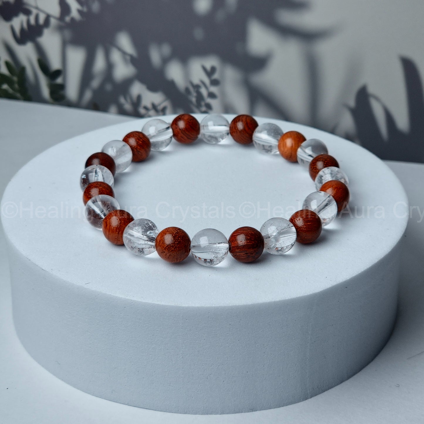 Clear Quartz & Wood Bracelet (8mm)