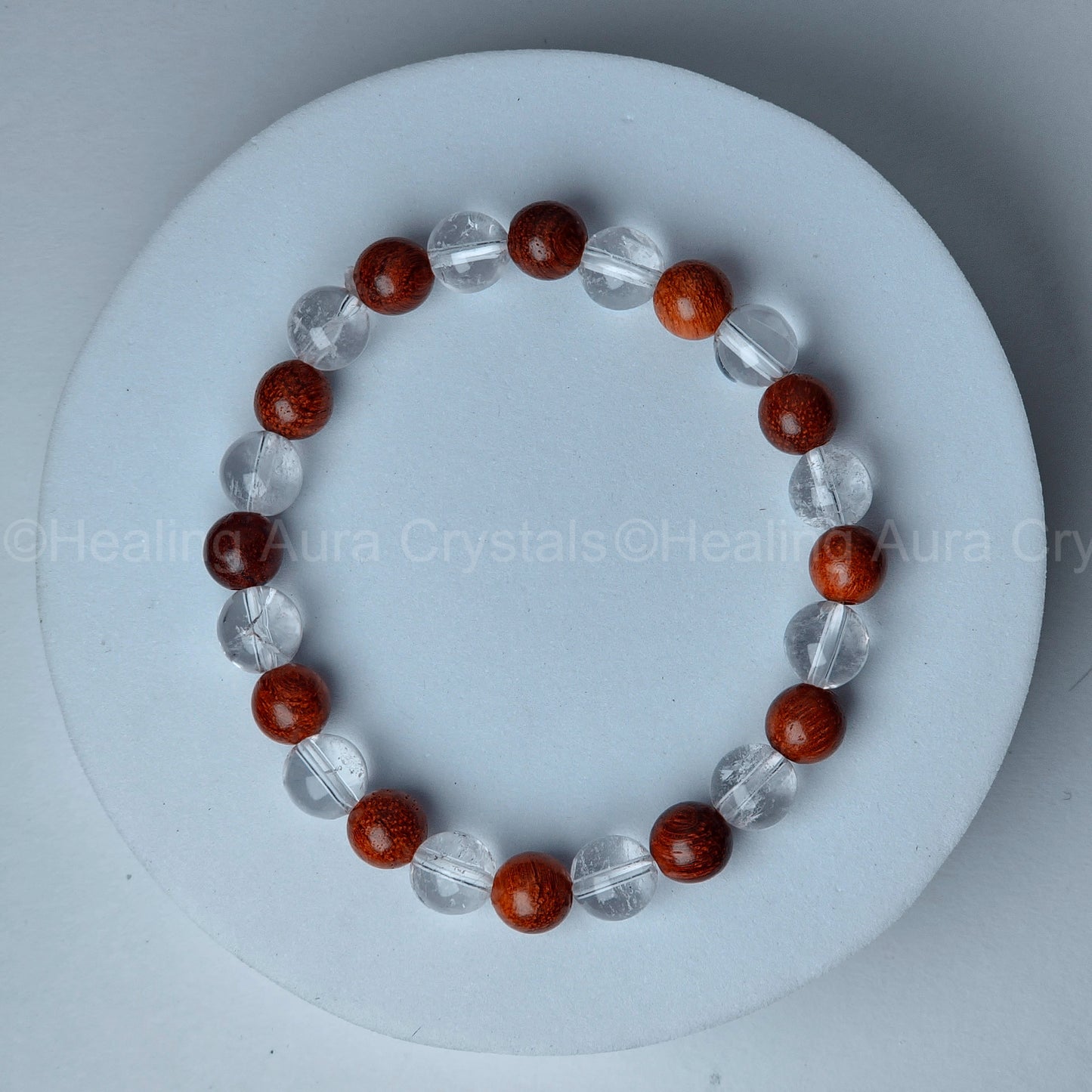 Clear Quartz & Wood Bracelet (8mm)