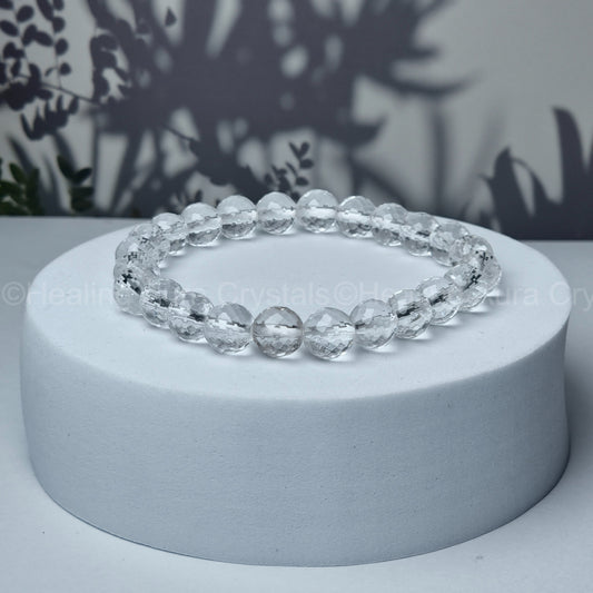 Clear Quartz Faceted/ Diamond Cut Bracelet (8mm)