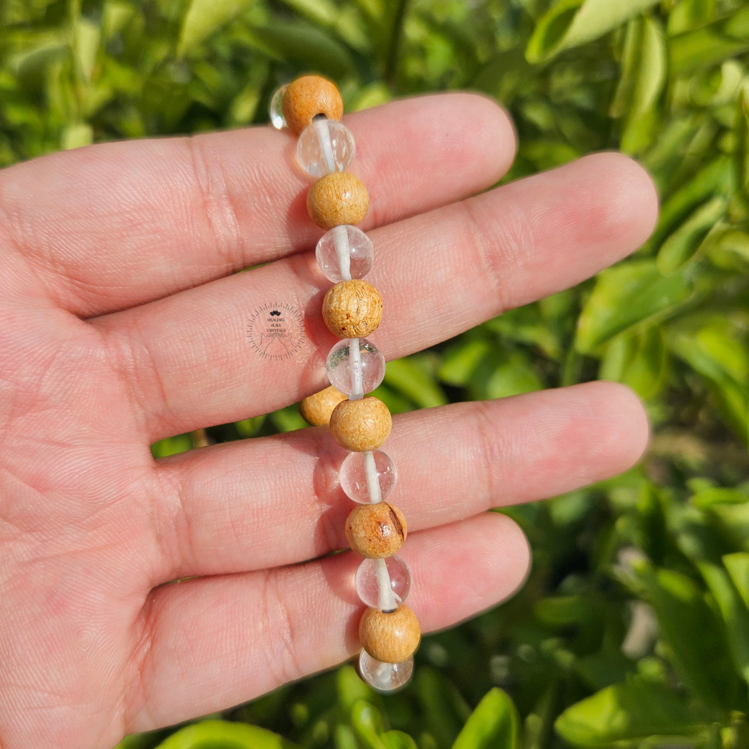 Clear Quartz & Sandalwood Bracelet