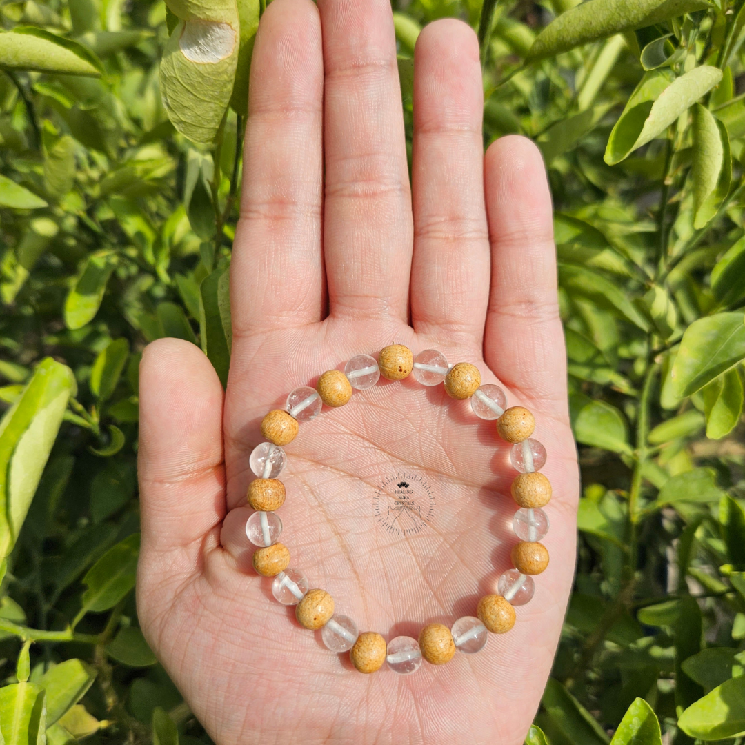 Clear Quartz & Sandalwood Bracelet