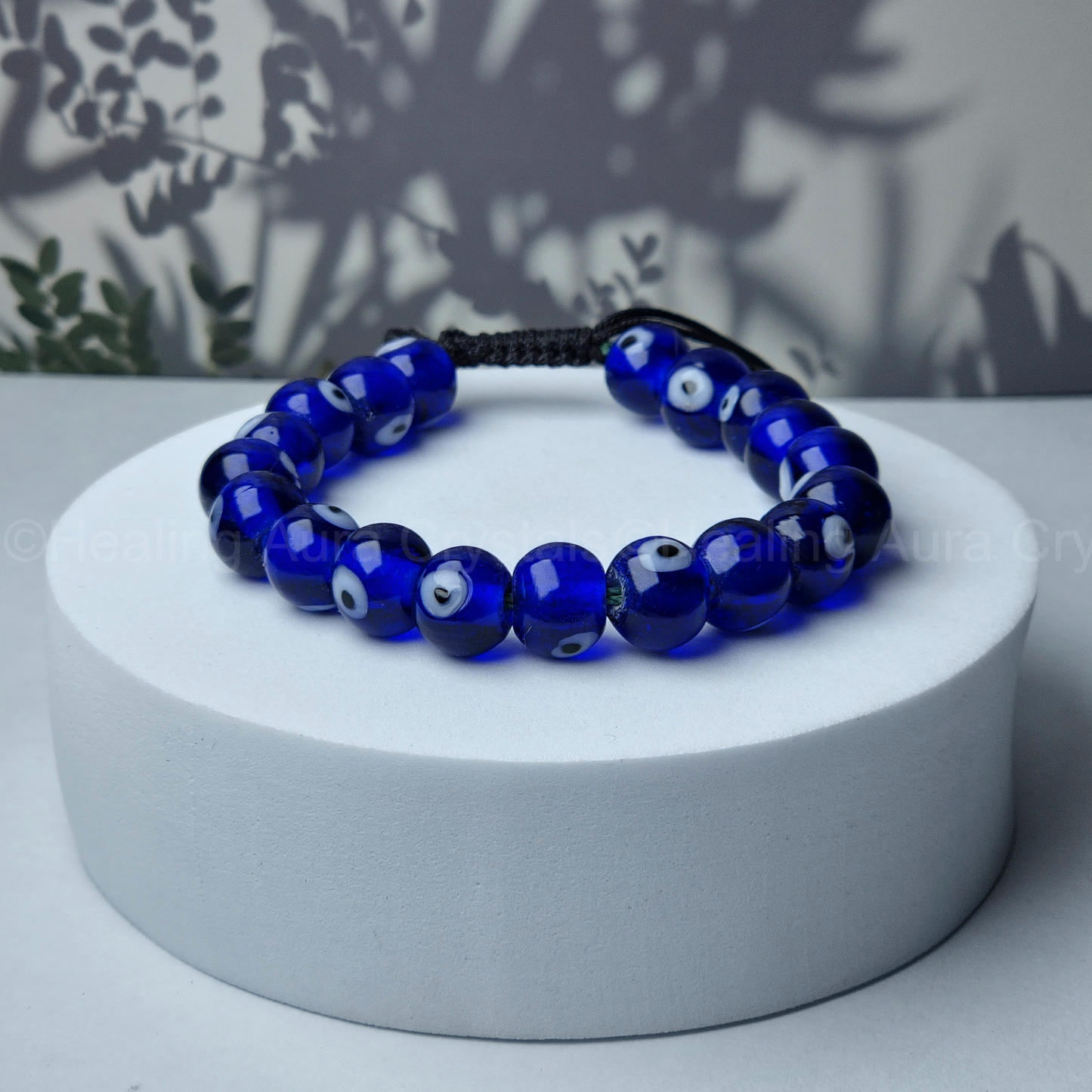 Evil Eye Bracelet in Adjustable Black Thread (9.5mm)