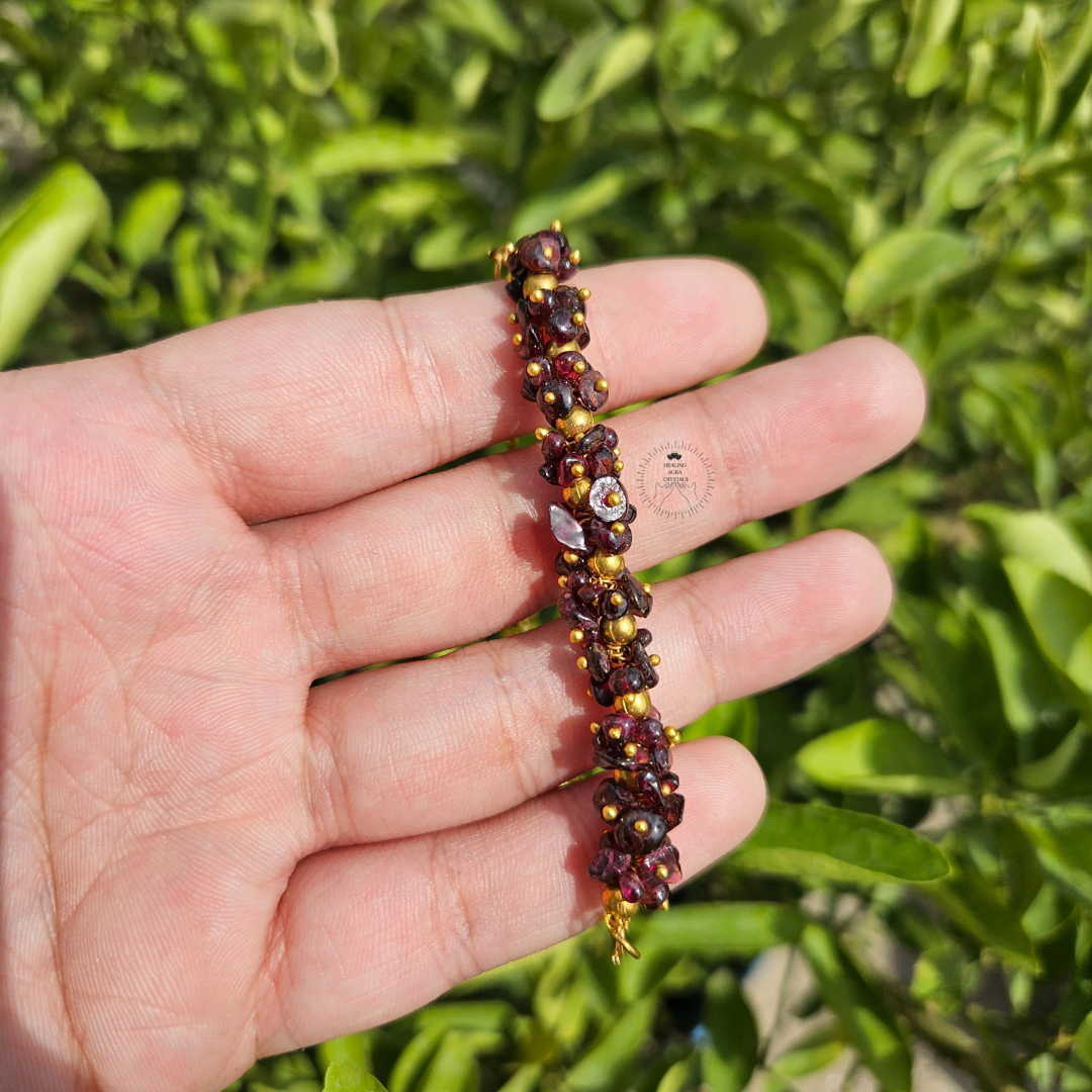 Garnet Chip Chain Bracelet- Adjustable
