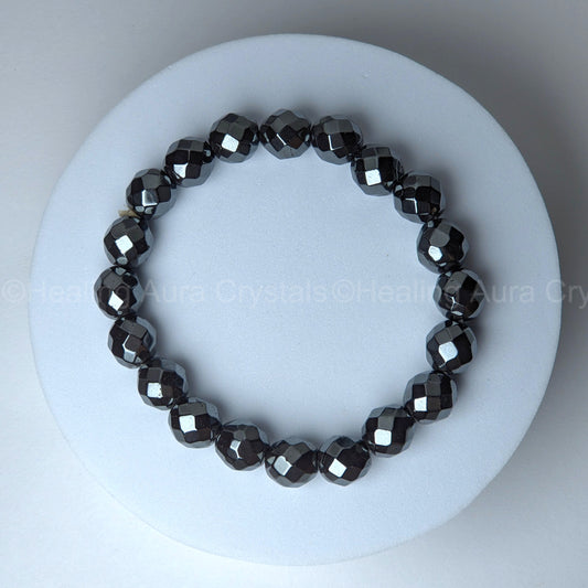 Hematite Faceted /Diamond Cut Bracelet (10mm)