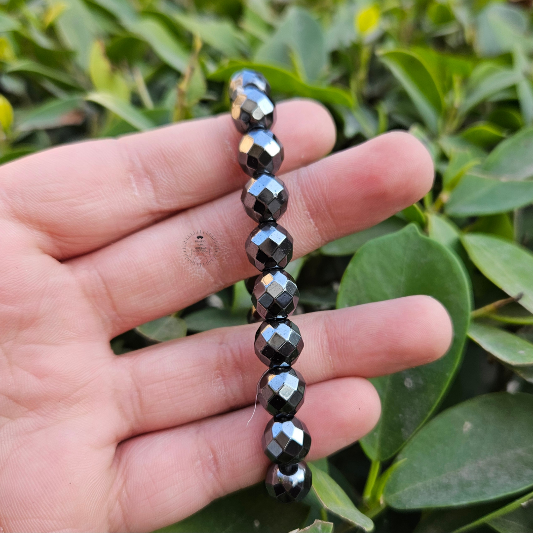 Hematite Faceted /Diamond Cut Bracelet (10mm)