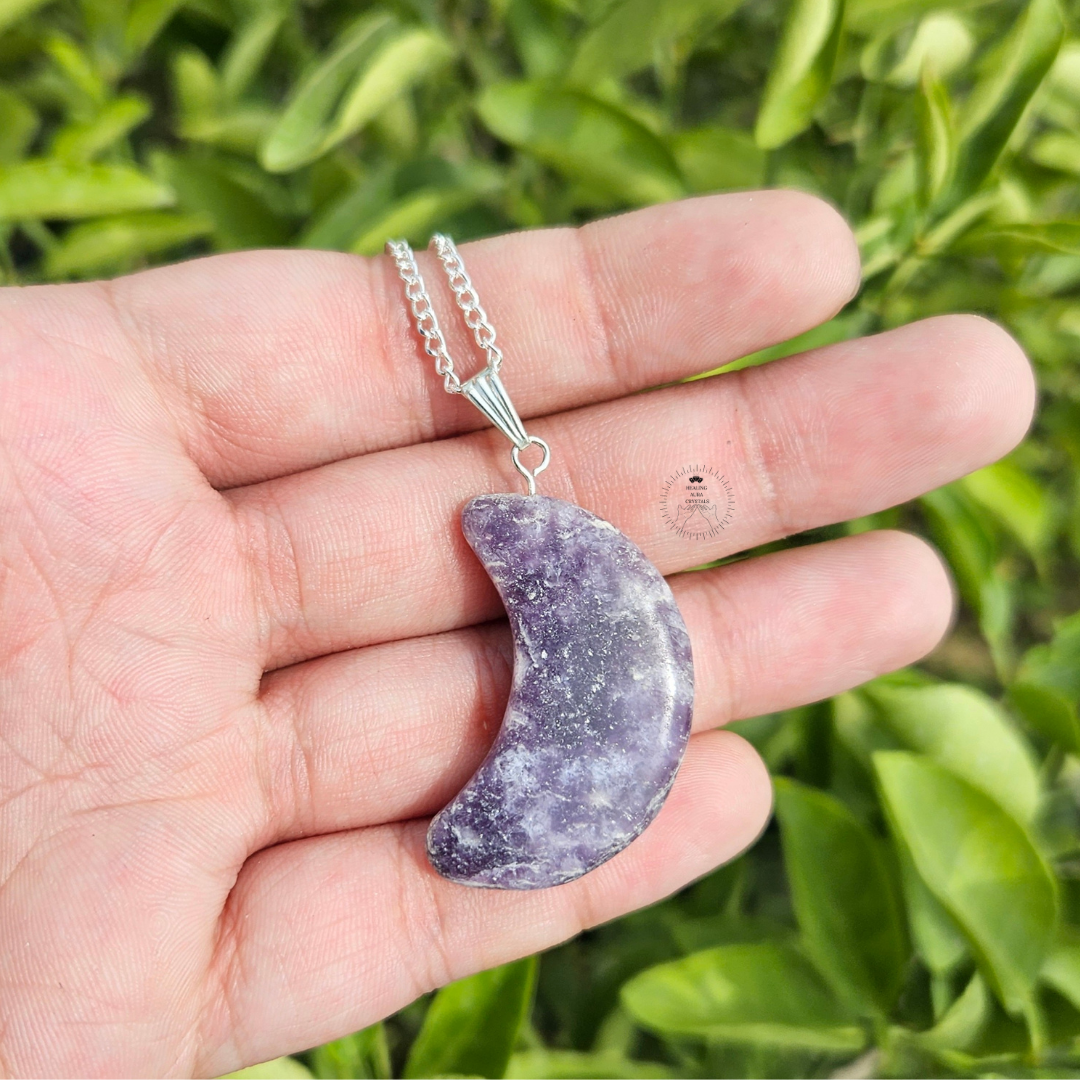 Lepidolite Moon Pendant