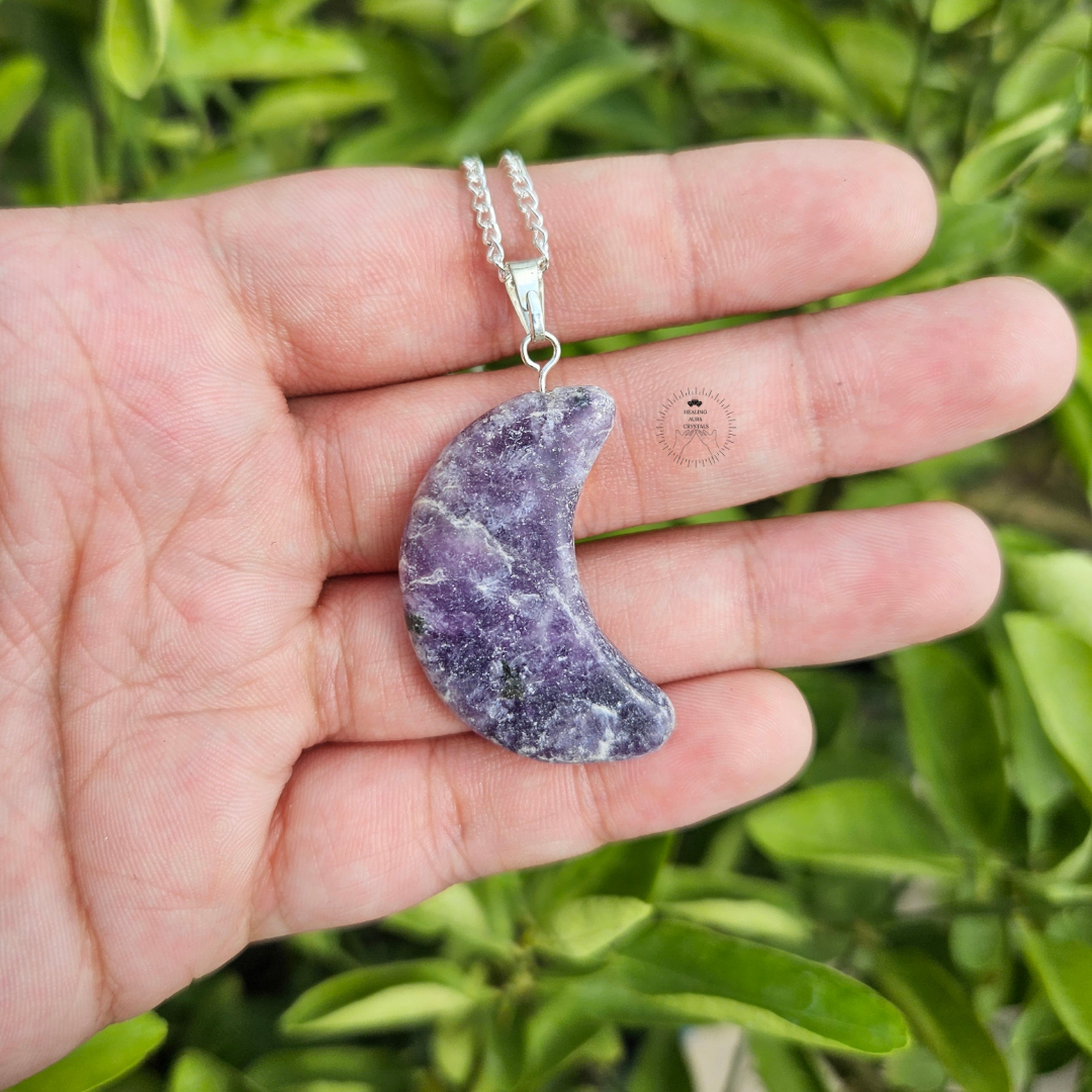 Lepidolite Moon Pendant