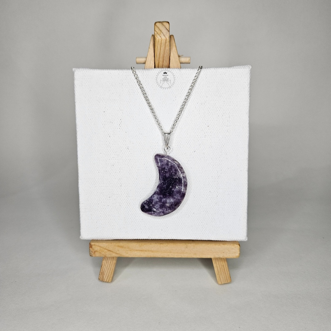Lepidolite Moon Pendant
