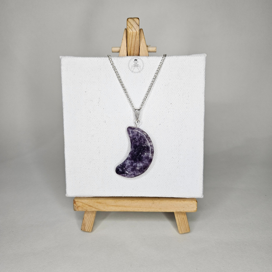 Lepidolite Moon Pendant