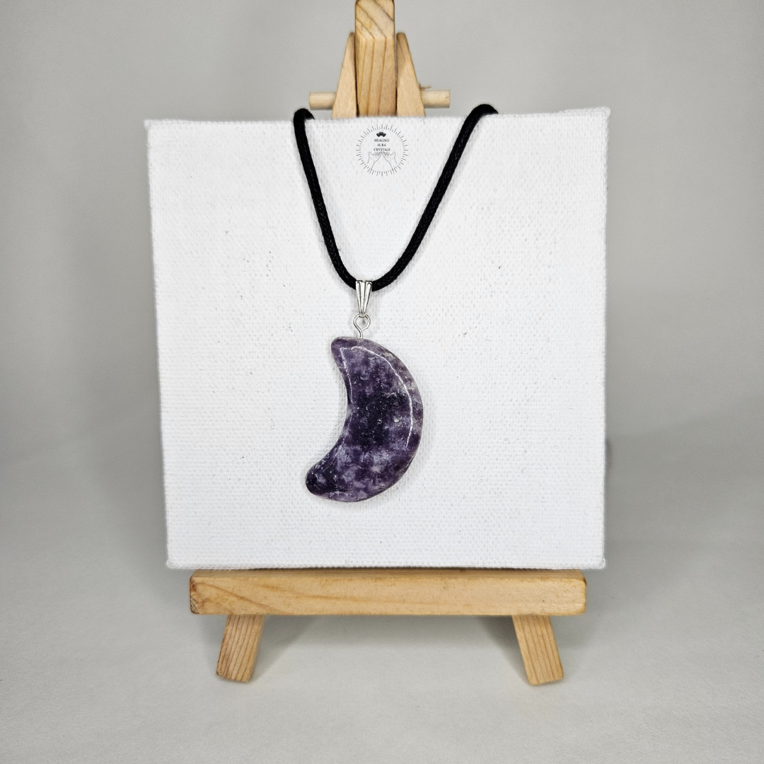 Lepidolite Moon Pendant