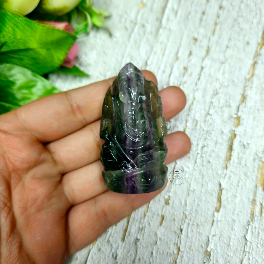 Multi/ Rainbow Fluorite Lord Ganesha Idol