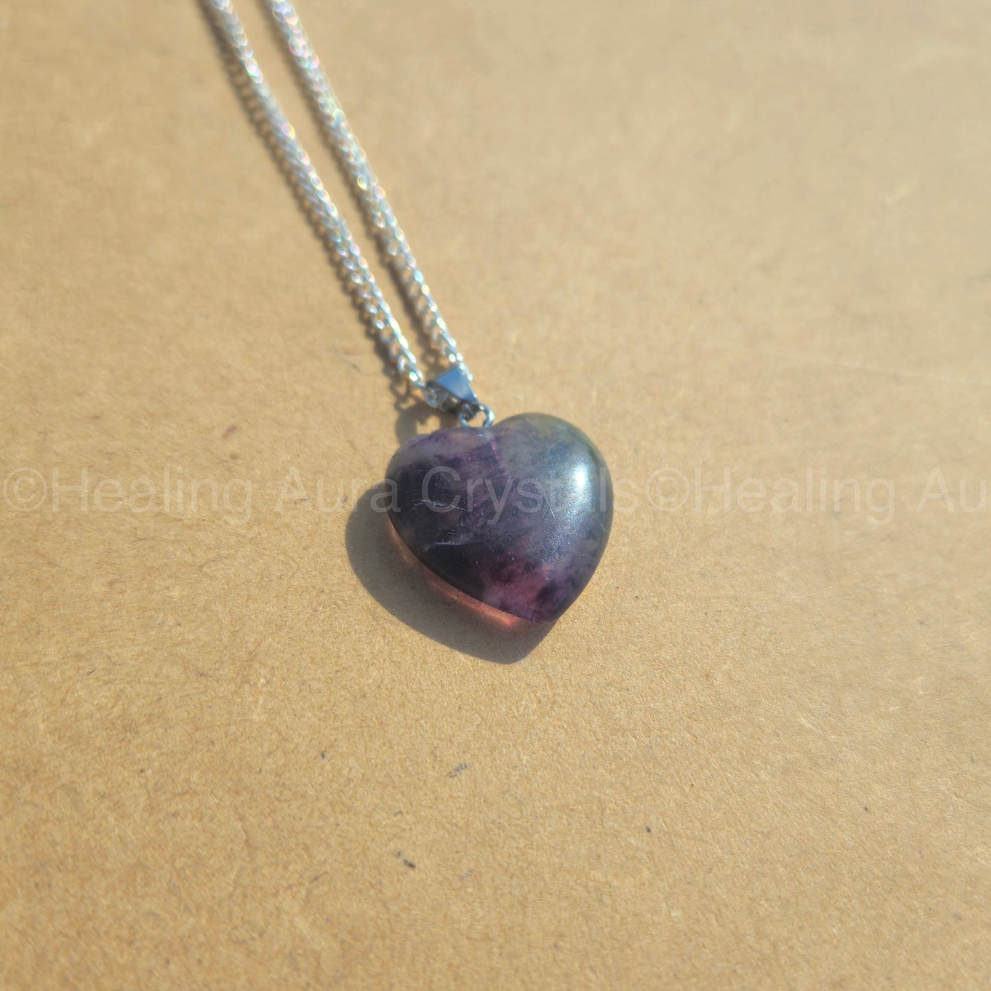 Rainbow / Multi Fluorite Heart Pendant
