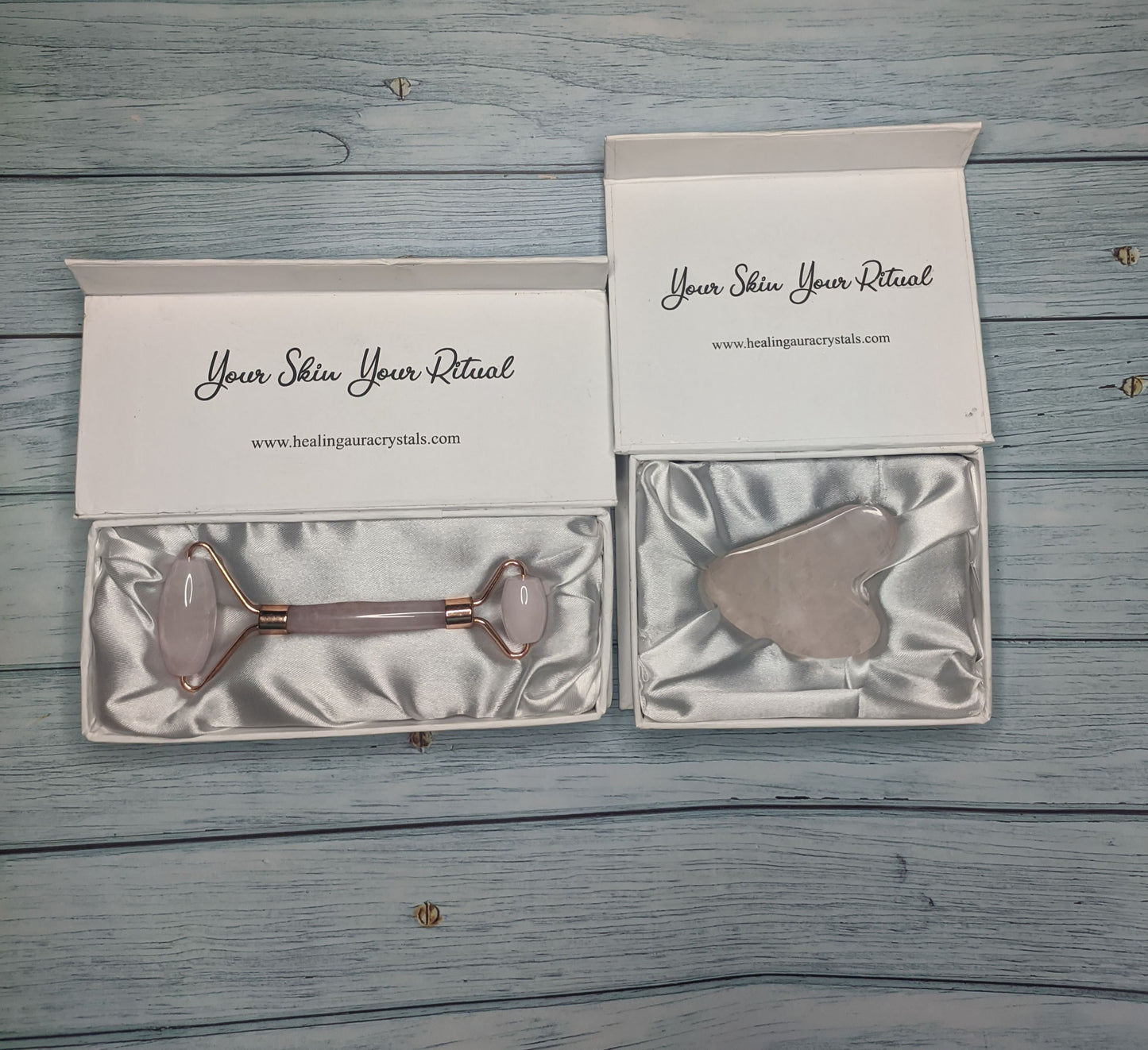 Rose Quartz Face Roller & Gua Sha Set