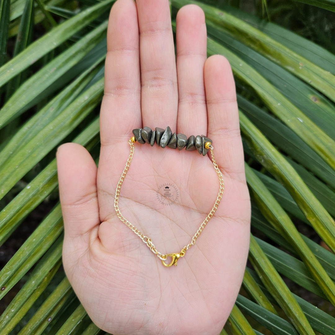 Pyrite Golden Chain Chip Bracelet
