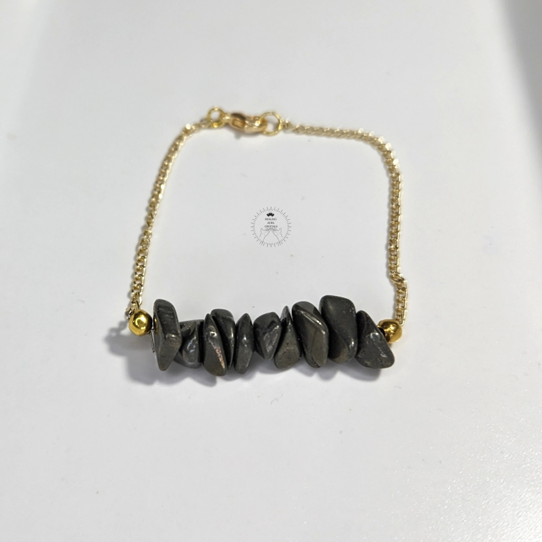 Pyrite Golden Chain Chip Bracelet