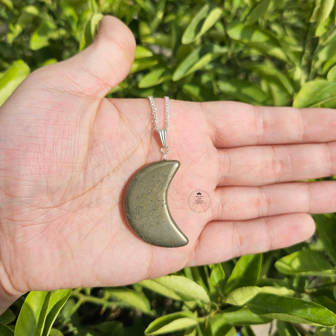 Pyrite Moon Pendant