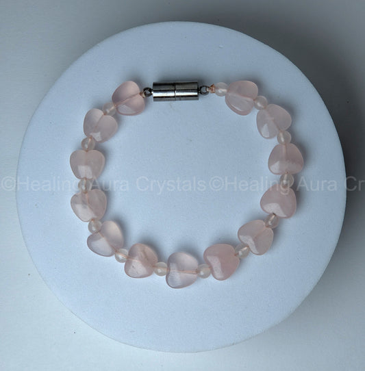 Rose Quartz Heart Beads Magnet Bracelet