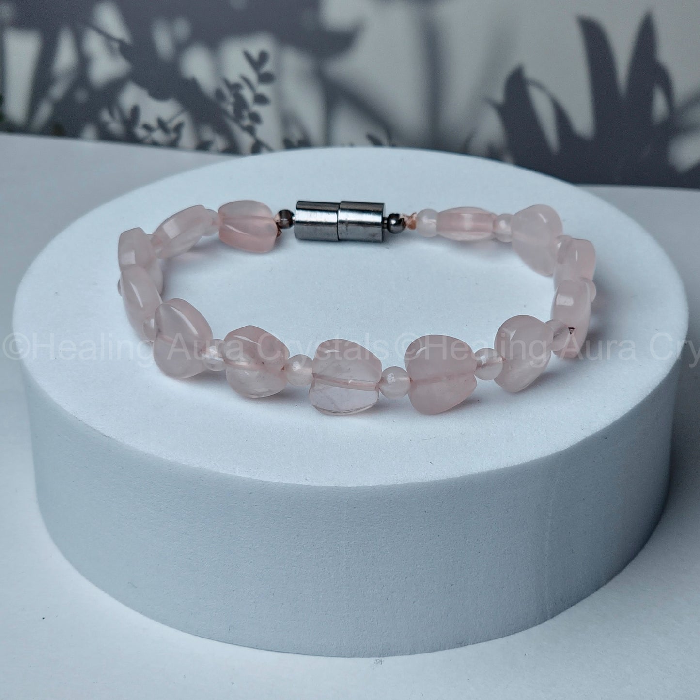 Rose Quartz Heart Beads Magnet Bracelet